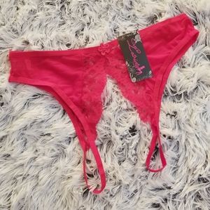 Red Crotchless Panties Free Size Lingerie